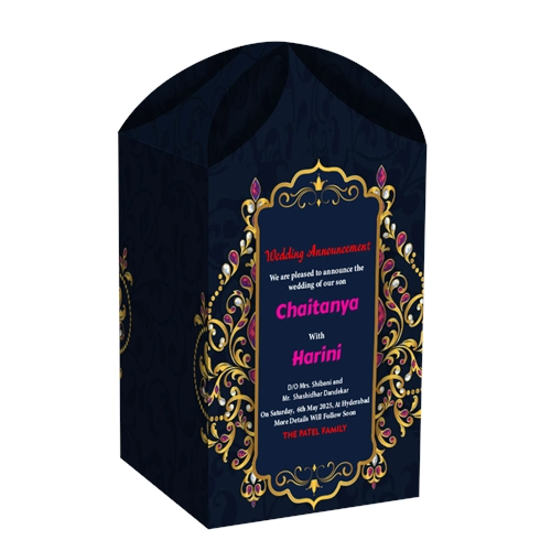 Wedding Announcement Gift Box Gradient Finish Flower Top Design